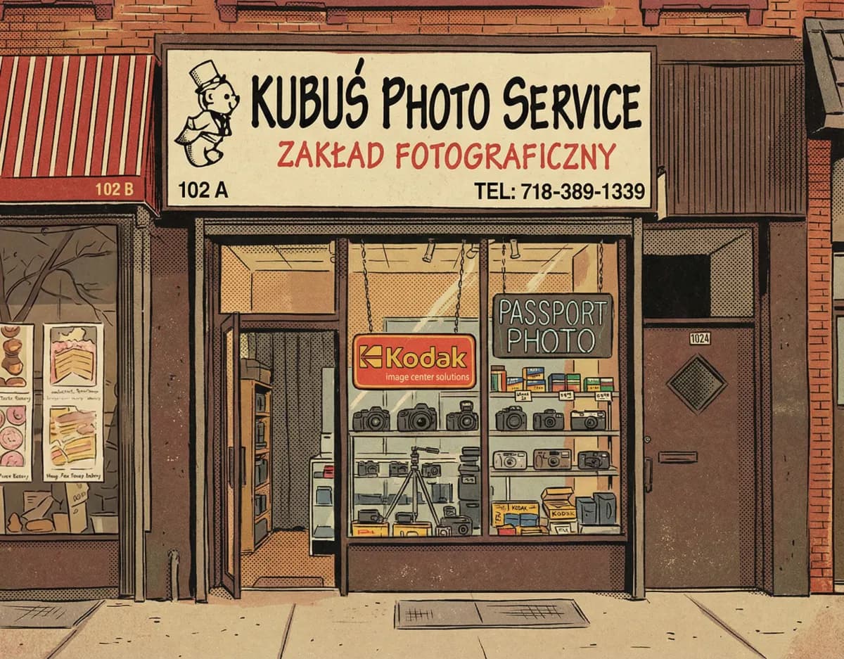 Kubus Photo Service storefront in Greenpoint, Brooklyn